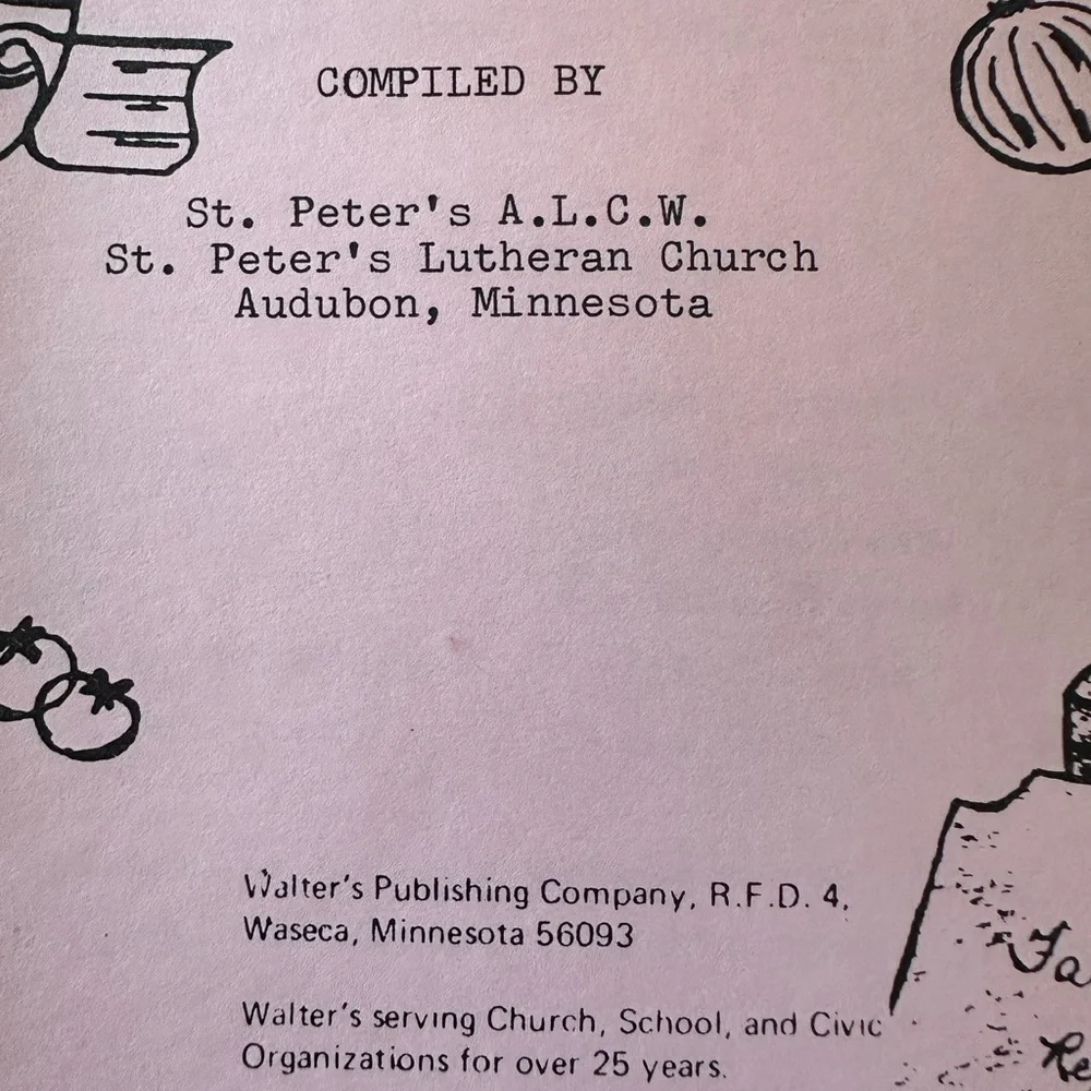Vintage St Peter's Lutheran Church Minnesota Cookbook Recipes 1983